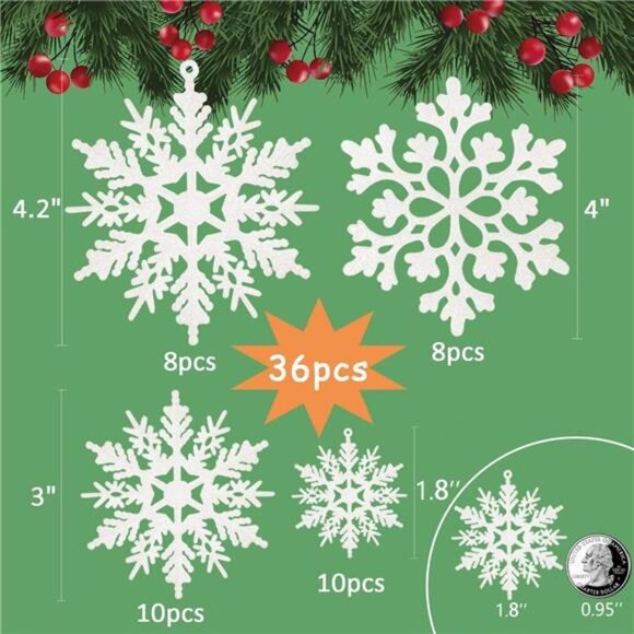 36pcs Snowflakes-Christmas Tree Decorations - Picture 3 of 7